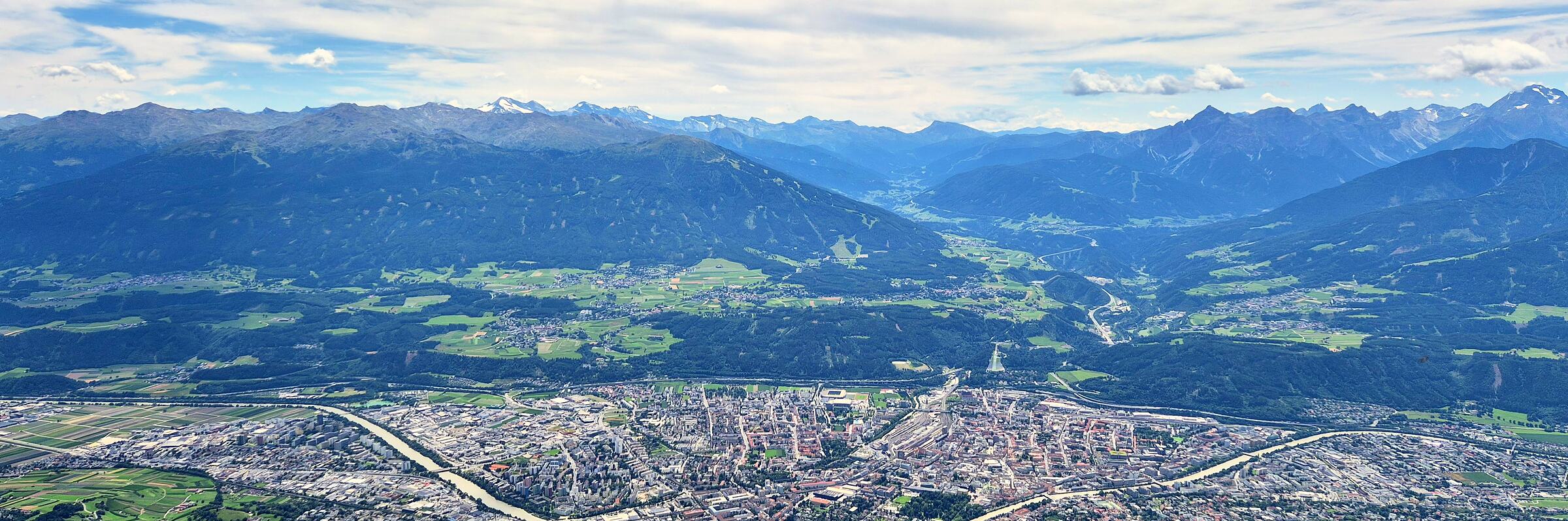 View from the Nordkette over Innsbruck, the Inn valley and the surrounding mountains